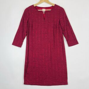 Chico's Deep Brick Red Soft Rib Knit Half Sleeve Shift Dress Women's 0‎ 4 Small